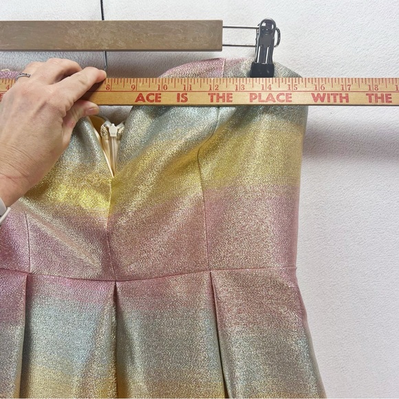 Betsey Johnson Metallic Gown Size 8 Rainbow Sweetheart-Neck Strapless Prom Dress - Picture 14 of 15